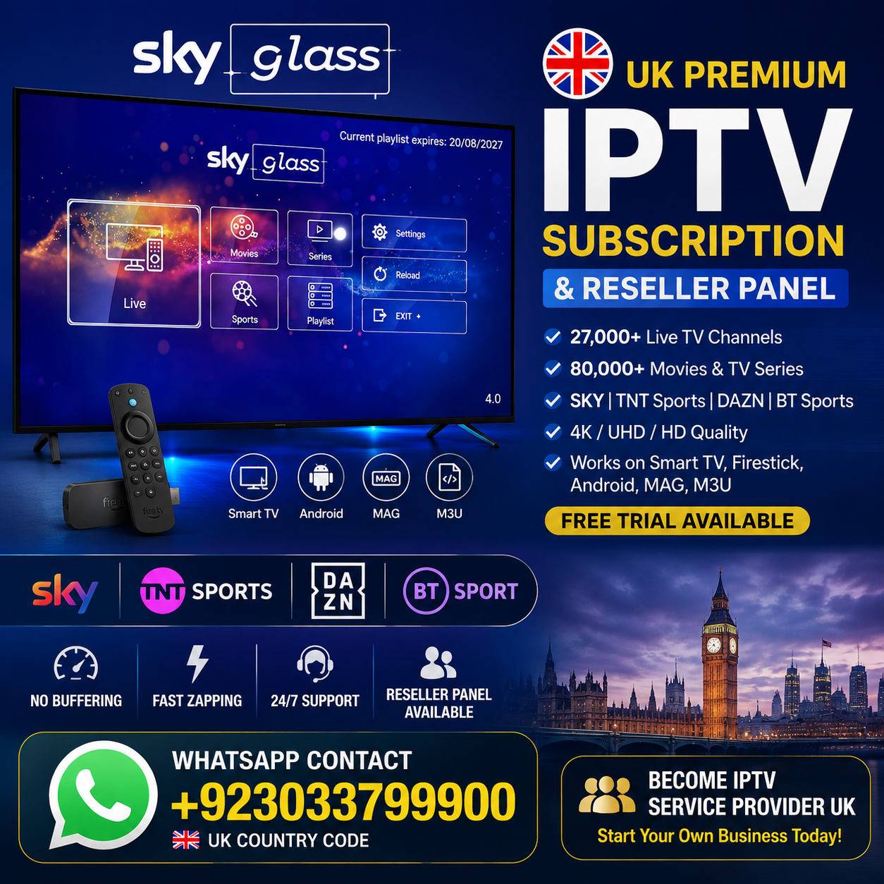 Sky Glass IPTV UK | Sky Glass IPTV Reseller, App, Login & TV Guide