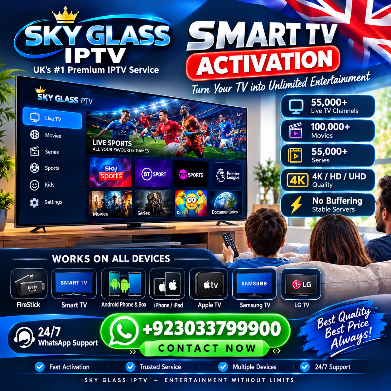 Smart TV Activation UK – SKY GLASS IPTV Subscription for Smart TVs