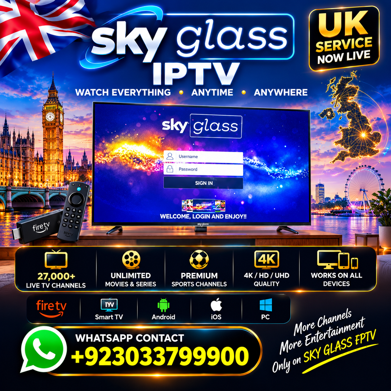 Sky Glass IPTV – Premium UK TV Streaming & IPTV Subscription