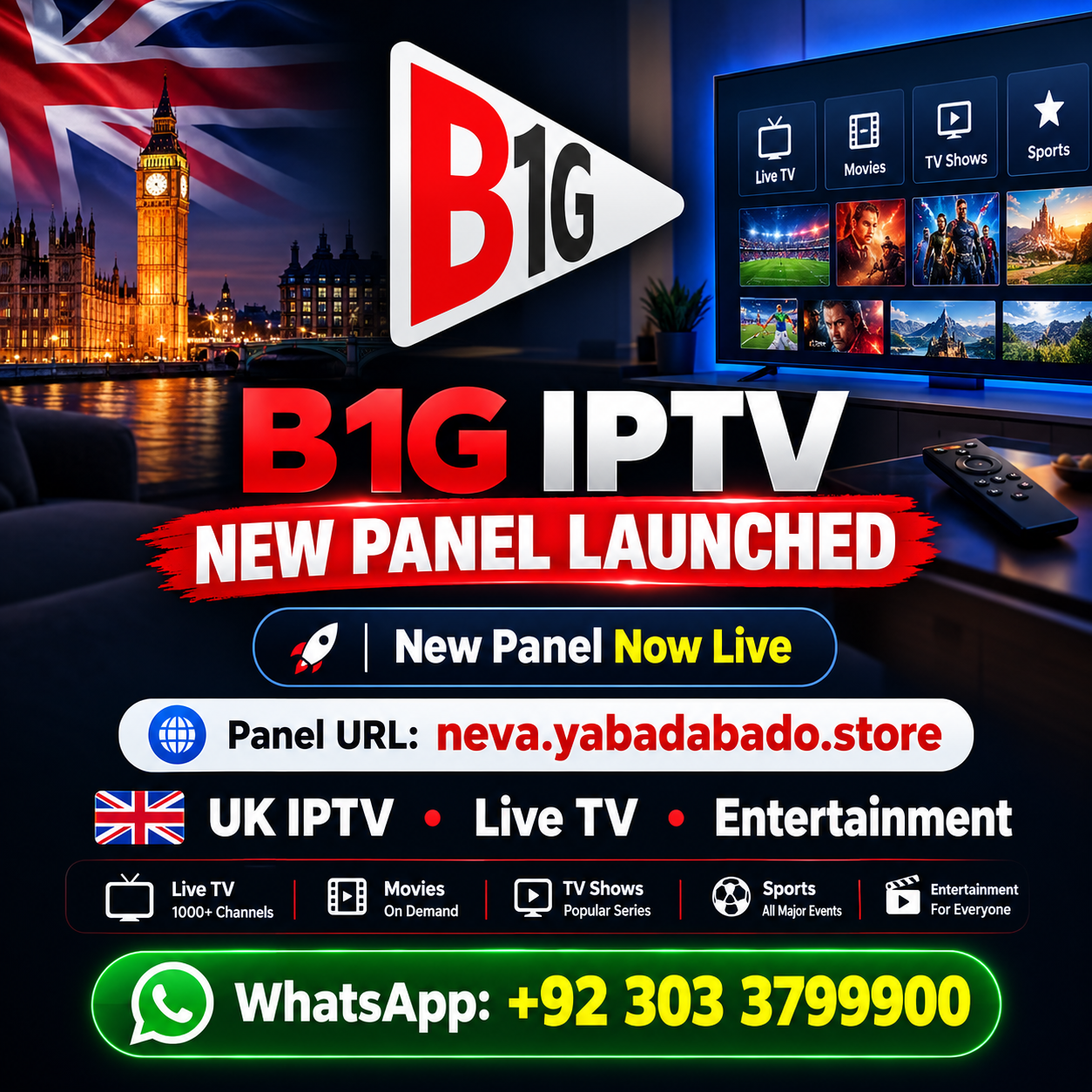 B1G IPTV New Panel Launched | UK IPTV Subscription & B1G Panel