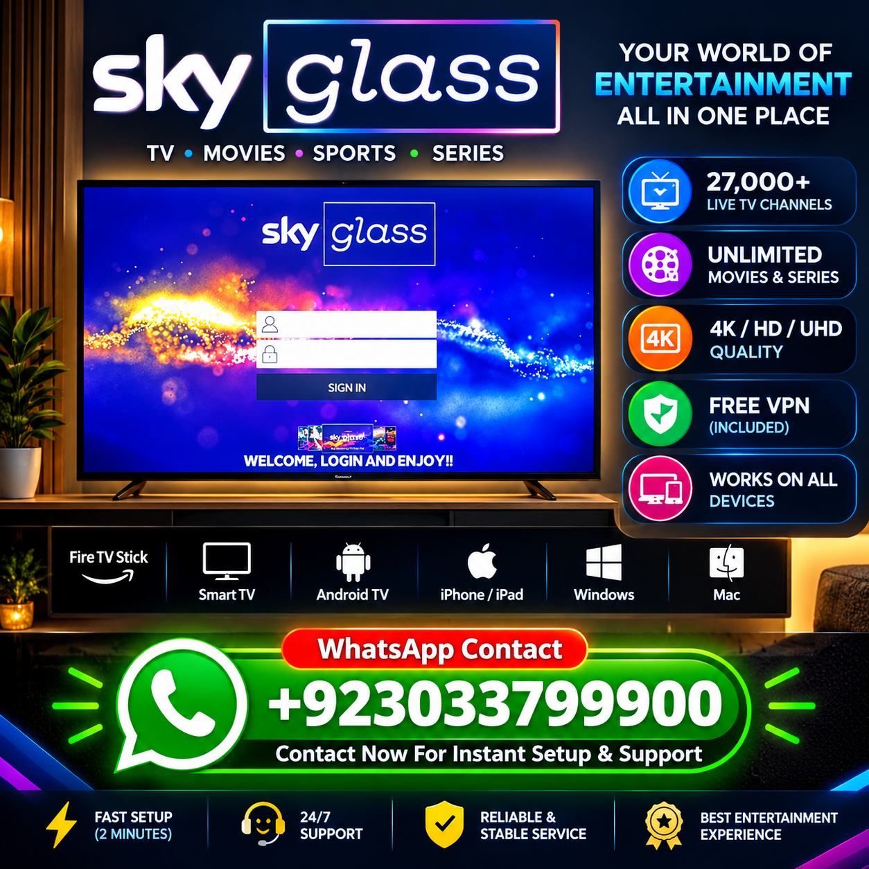 Buy IPTV Subscription UK | SKY GLASS IPTV Plans